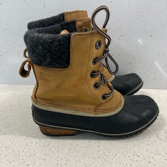 Sorel Slimpack II Waterproof Boot, Brown Leather & Textile, Womens Sz 8 - Picture 2 of 6